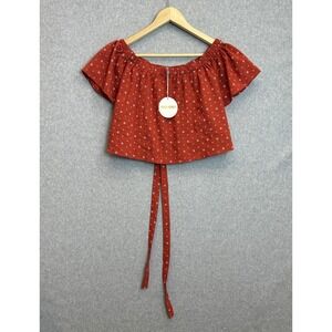 Wild‎ Honey Crop Top Western Boho Rust Orange Off Shoulder Tie Back Sz Small NWT